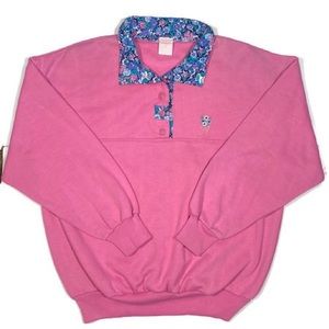 Vintage Pink Crewneck w/ Floral Collar